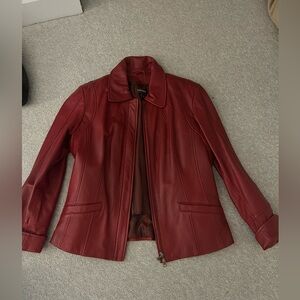 Danier Deep Red Leather Jacket